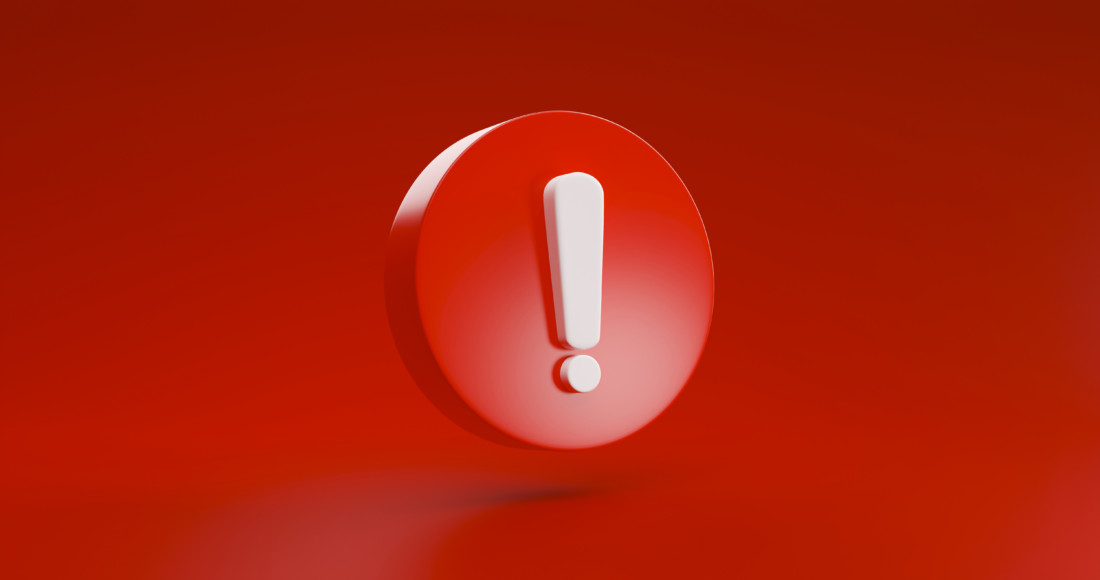 Иллюстрация символа знака опасности красного предупреждения, выделенная на красном фоне